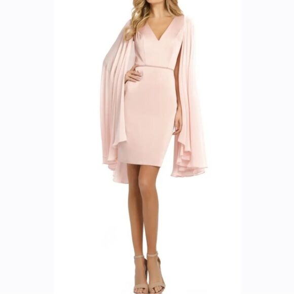 Ieena Mac Duggal CAPE SLEEVE V NECK FITTED DRESS NWT - Picture 1 of 7